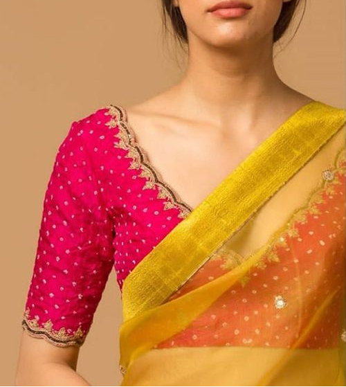 Pink Border Work Blouse