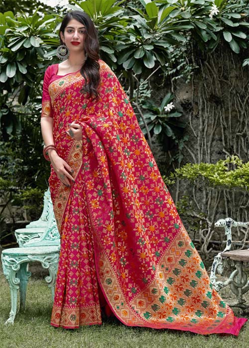 Pink Patola Silk Saree
