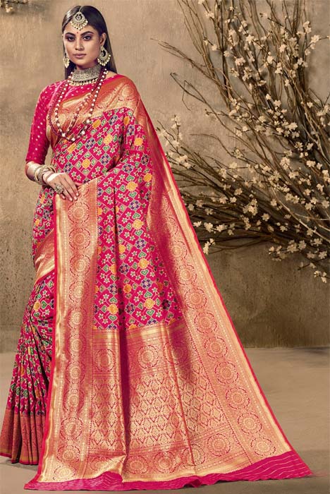 Pink Silk Patola Saree