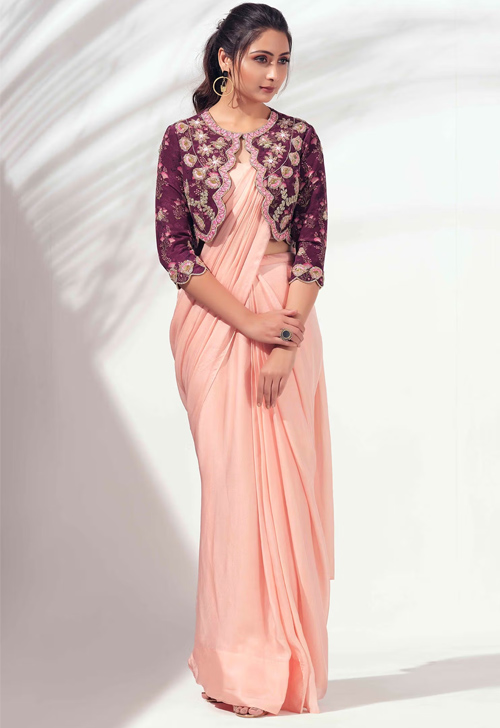 Pre Draped Crepe Saree