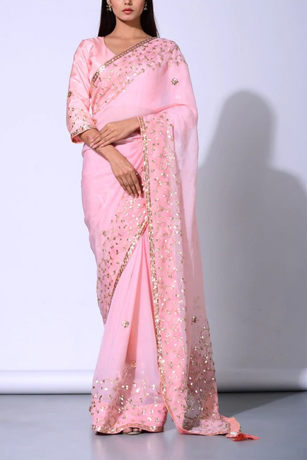 Pure Chiffon Saree In Peach