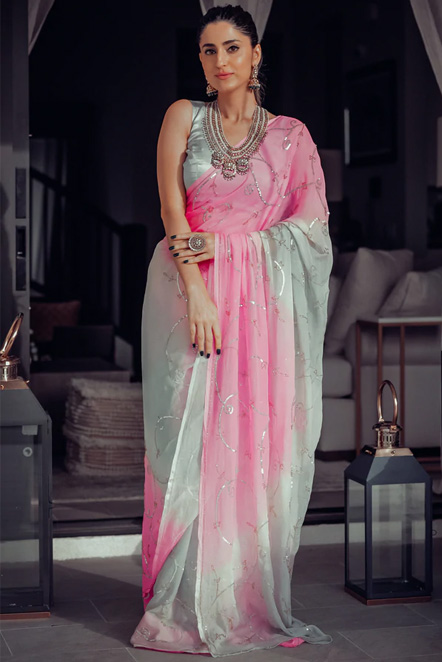 Pure Chiffon Saree In Pink