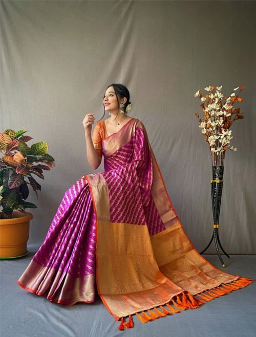 Purple Lehariya Saree