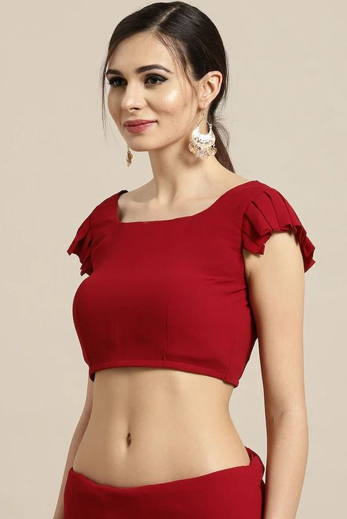 Red Short Sleeves Blouse