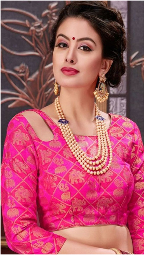 Round Neck Pink Blouse