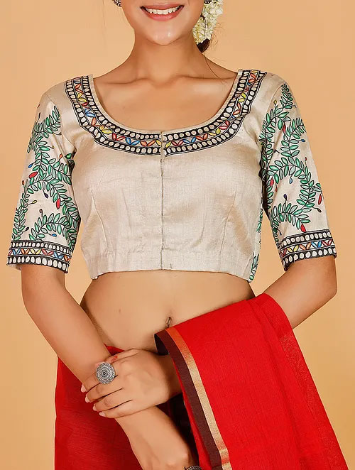 Round Neck White Silk Blouse