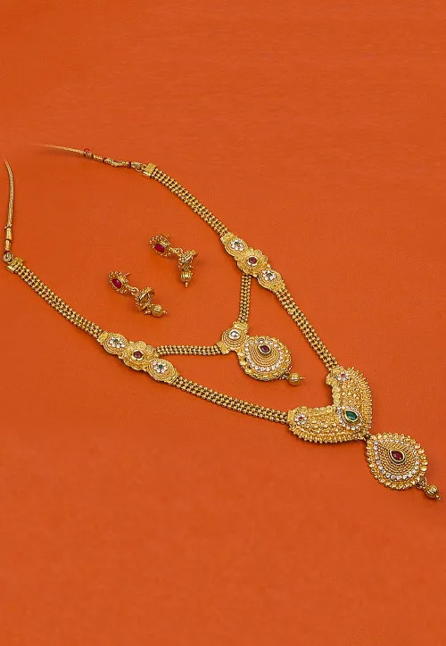 Stone Studded Gold Plated Necklace