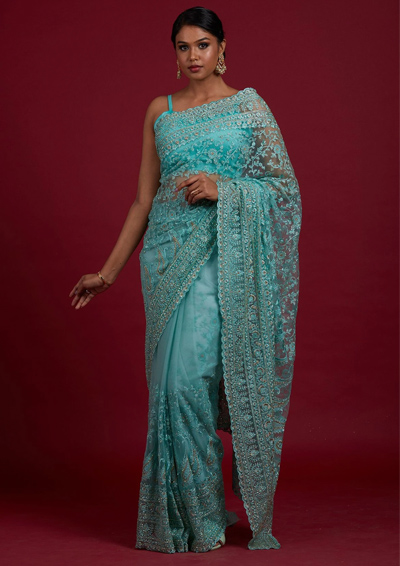 Thread Work Net Designer Saree