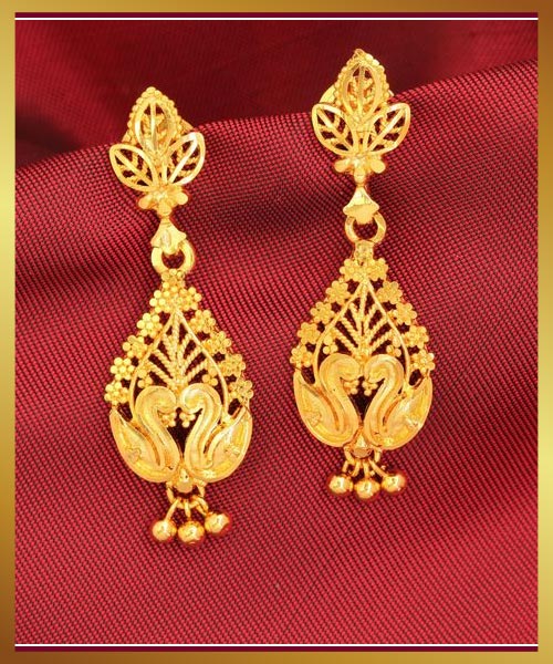 Two Duck Drop Gold Earrings