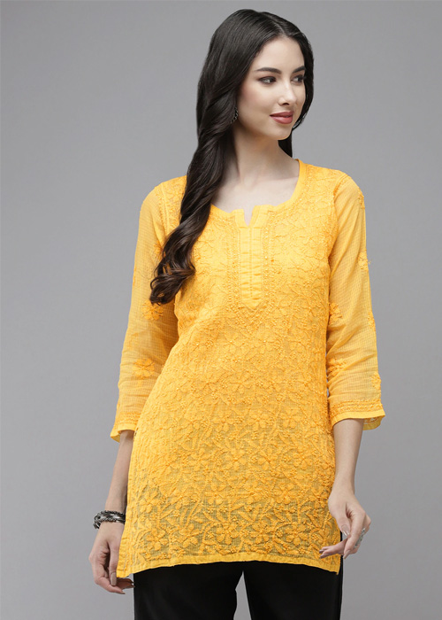 Yellow Chikankari Kurti