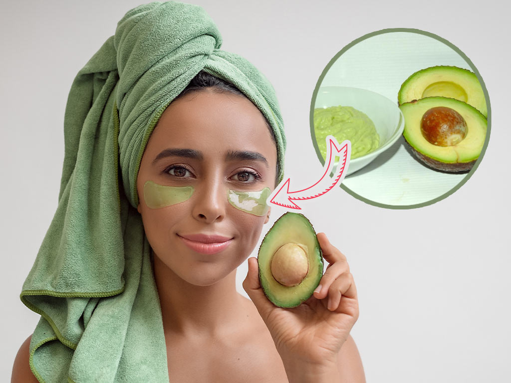 A Lady Applying Avocado Paste On Her Wrinkle