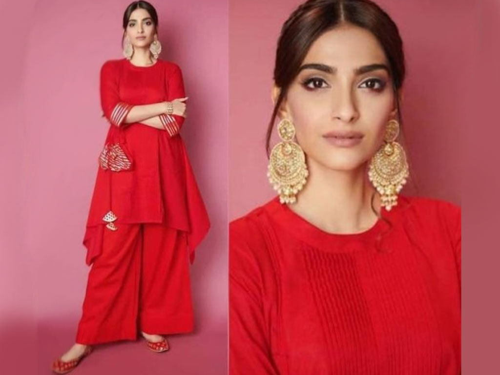 Sonam Kapoor Wearing Red Salwar