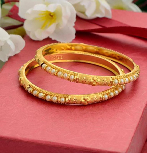 22 K Gold Pearl Bangles