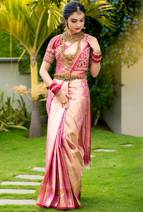 Pink Kanchipuram Saree