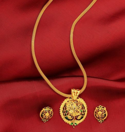 Circular Peacock Gold Pendant