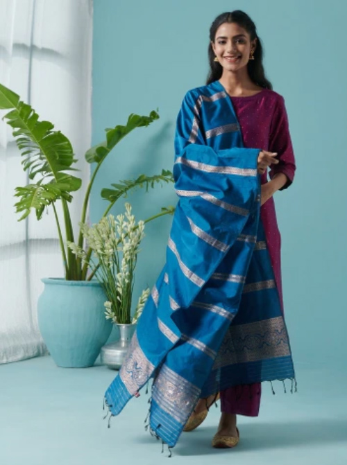 Light Blue Banarasi Dupatta