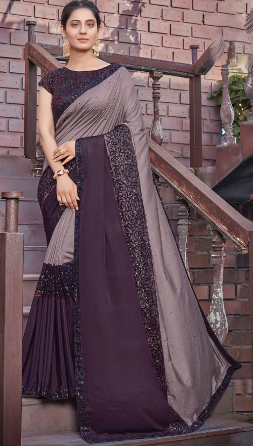 Silk Half Saree With Stone Work
