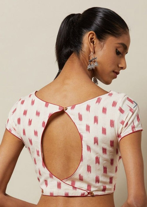 Beautiful White With Pink Printed Blouse
