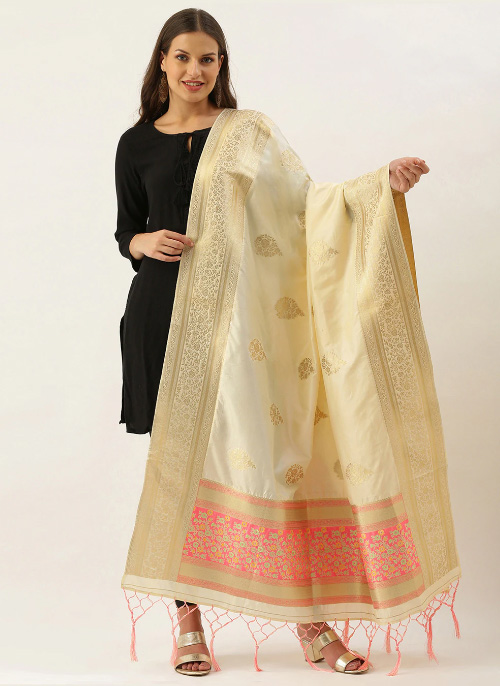 Cream Color Banarasi Dupatta