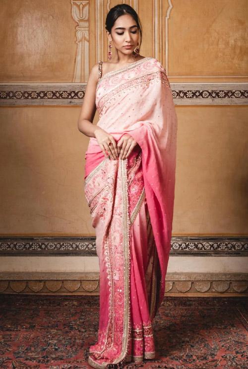 Designer Pink Saree