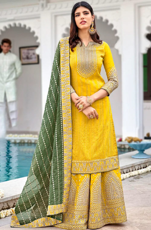Yellow Sharara Suit