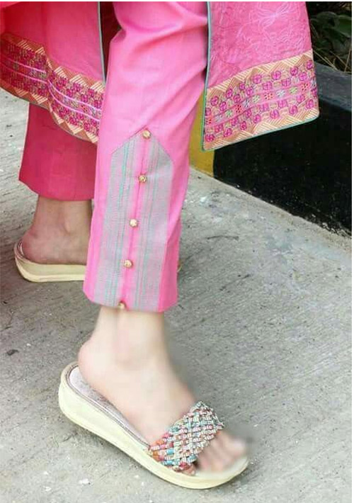 Pink Button work Pencil Salwar