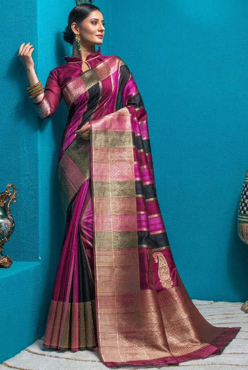 Multicolor Tussar Silk Saree