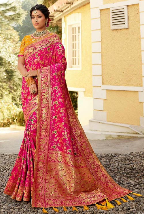 Pink Banarasi Saree