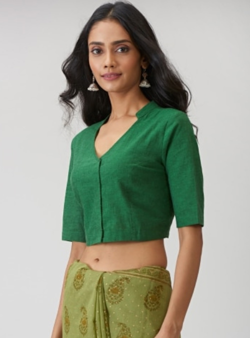 Collar Style V Neck Blouse