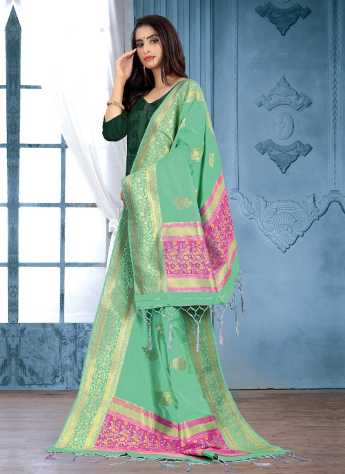 Green And Pink Banarasi Design