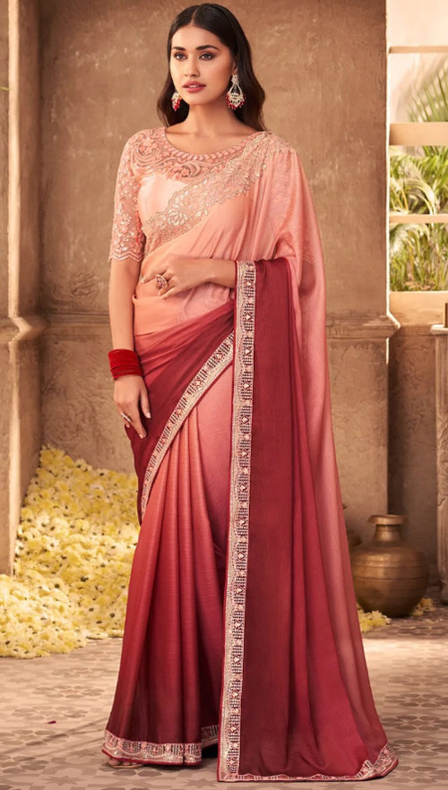 Peach Half Saree