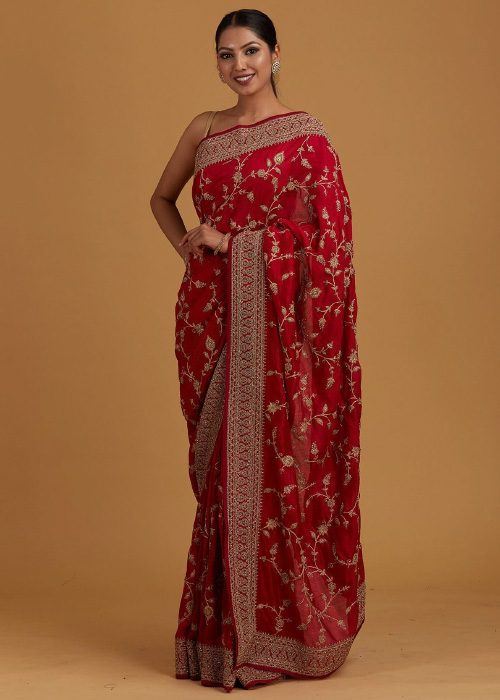 Rani Pink Silk Saree