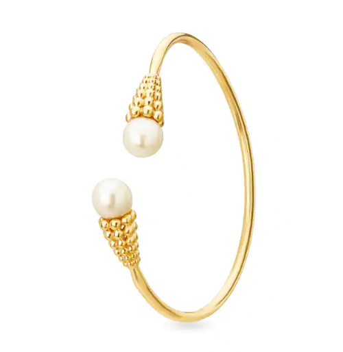 Cut Gold And Pearl Bangle