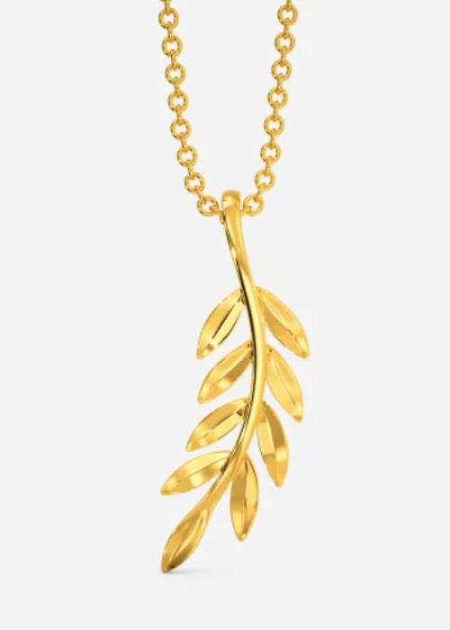 Leaf Shape Gold Pendant Design