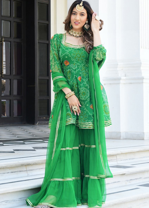 Green Bandhani Salwar Suit Set