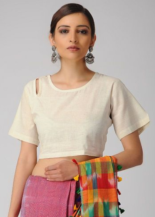White Round Neck Blouse