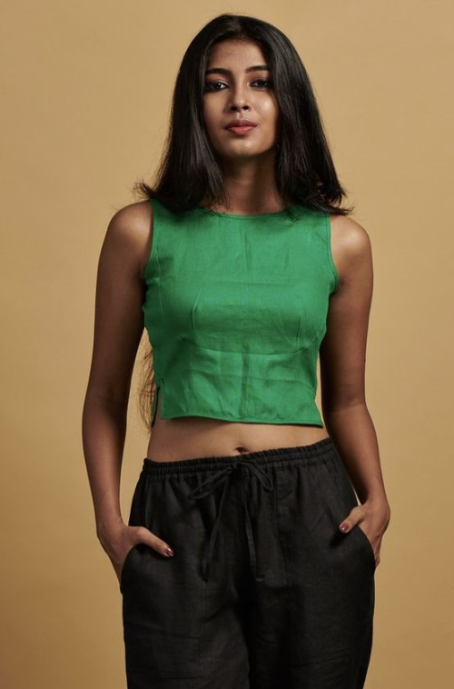 Sleeveless Green Blouse