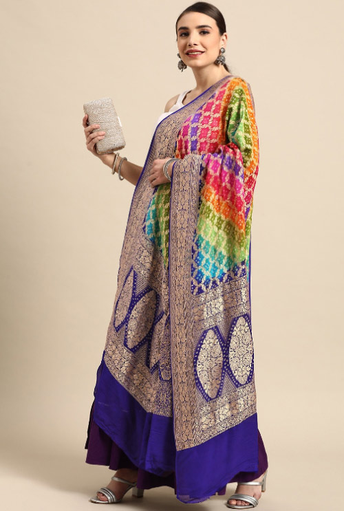 Blue Bandhani Dupatta