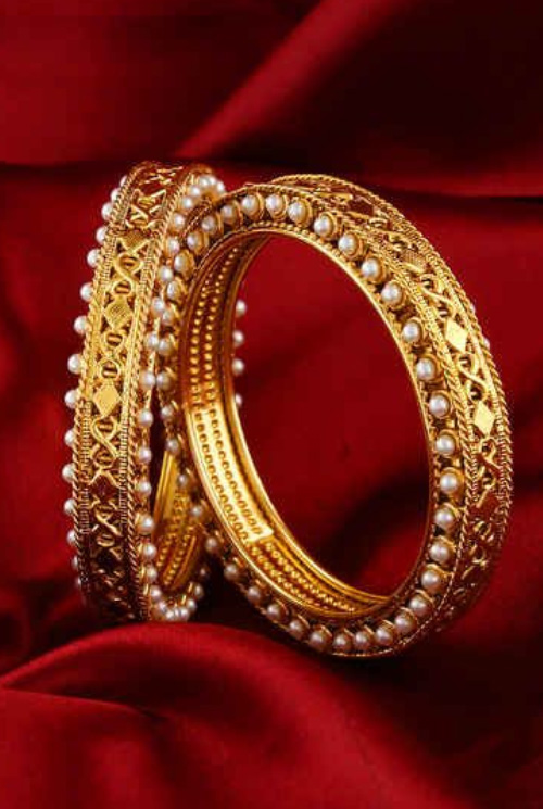 Jaal Design Gold Pearl Bangles