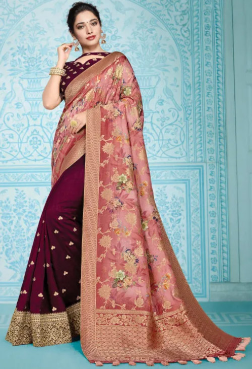 Peach Half Saree