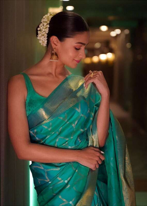 Alia In Green Saree 