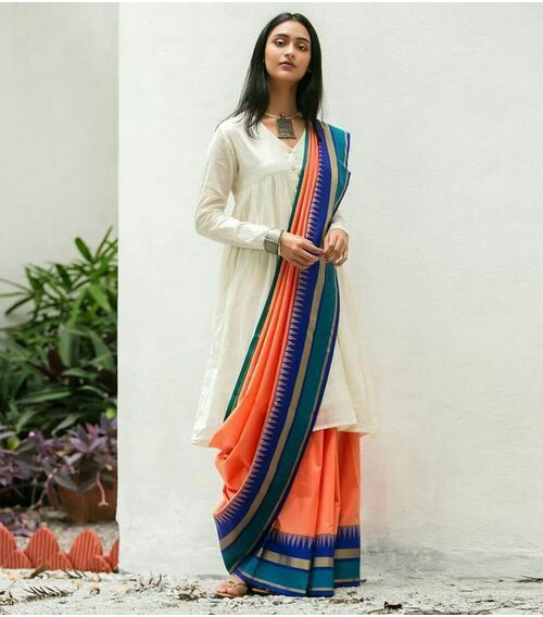 Anarkali Kurta And Cotton Saree