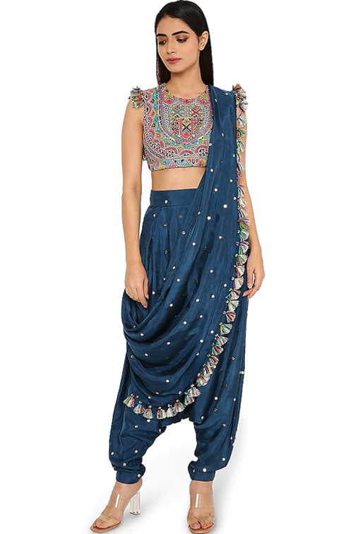 Blue Dhoti Saree