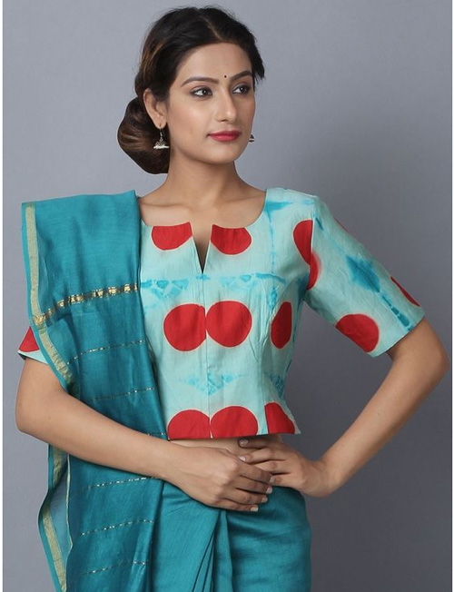Dark Blue Saree And Light Shade Blouse