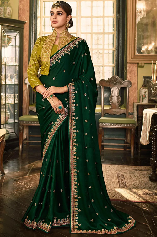 Dark Green Saree