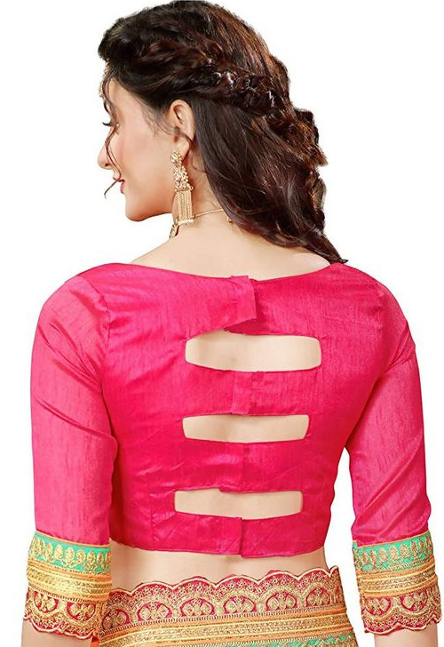 Dark Pink Back Blouse Design