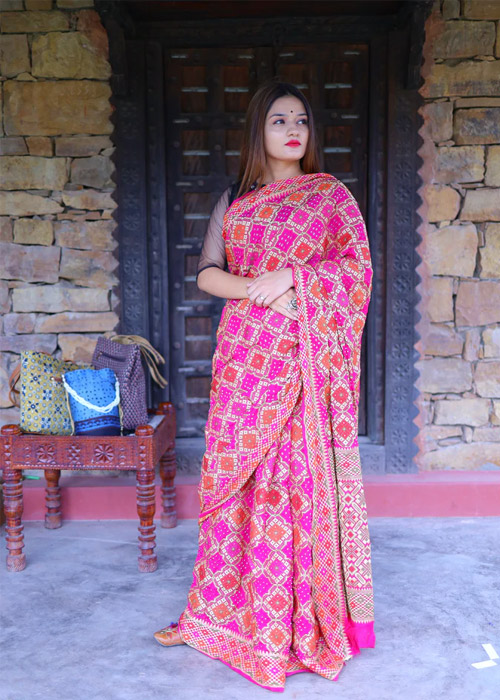 Handmade Bandhani Saree 