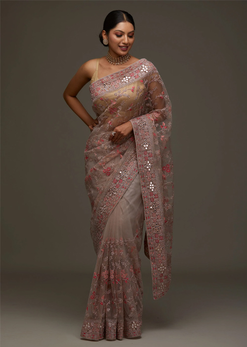 Lavender Net Saree