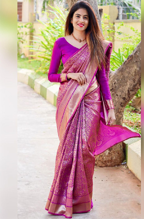 Magenta Pink Kanhcipuram Silk