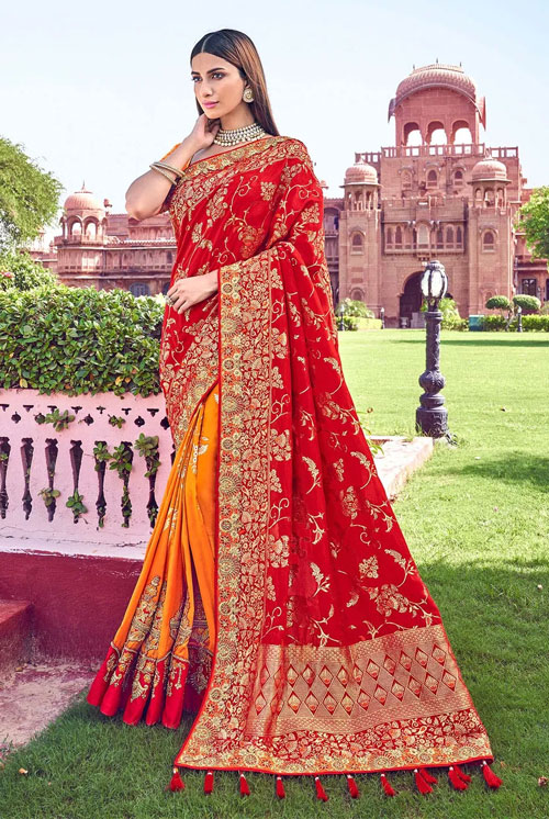 Orange And Red Saree